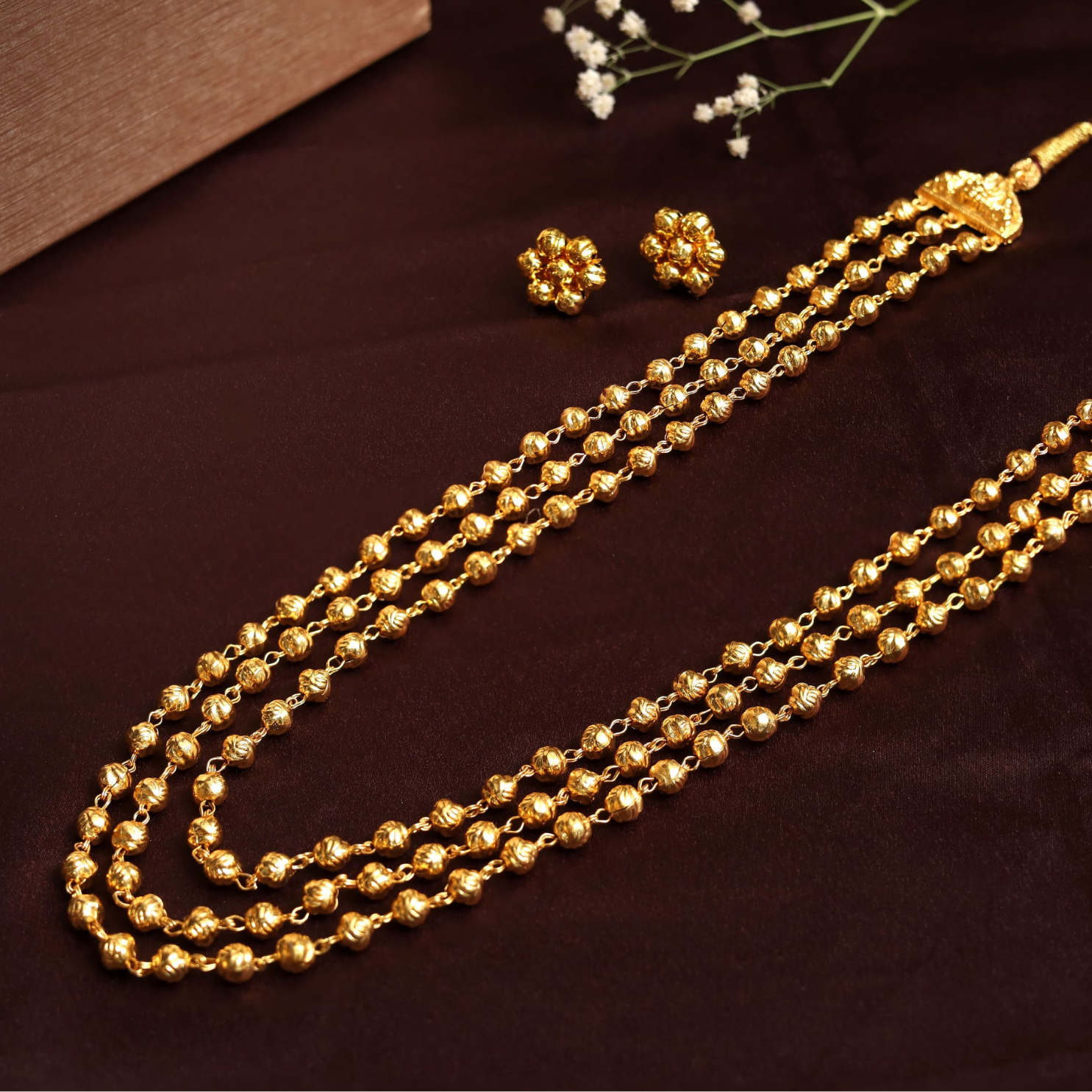 Layer Dot Mani Mala with Earrings – Kaltury