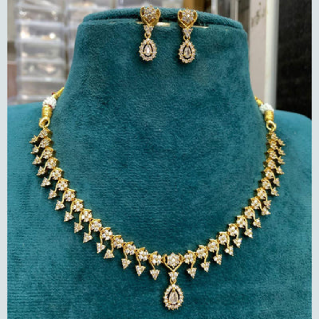 kaltury™ Premium AD Flower White Stone Drop Necklace