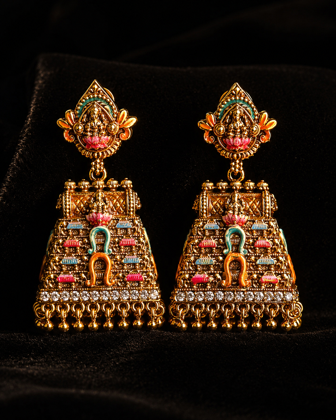 Gold Polish Trending Lakshmi Earrings
