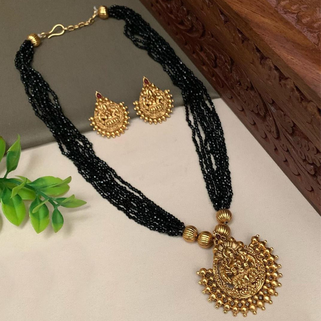 Kaltury™ Black Crystal Lakshmi Necklace Set with earrings