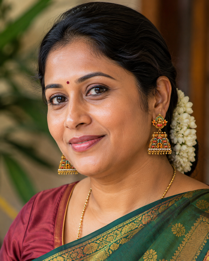 Gold Polish Trending Lakshmi Earrings