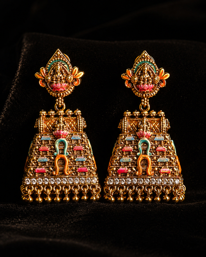 Gold Polish Trending Lakshmi Earrings