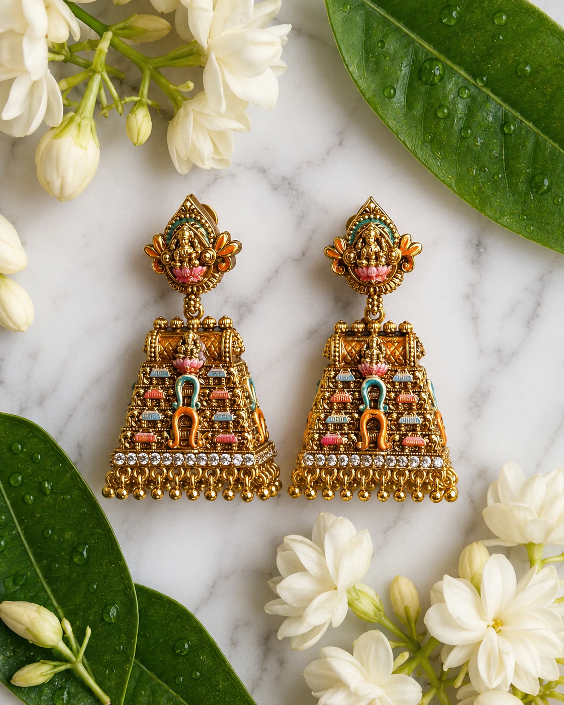 Gold Polish Trending Lakshmi Earrings