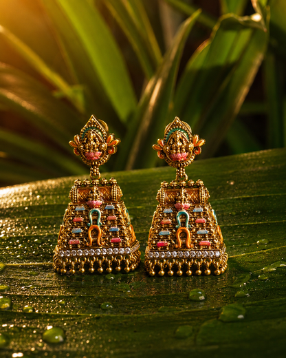 Gold Polish Trending Lakshmi Earrings
