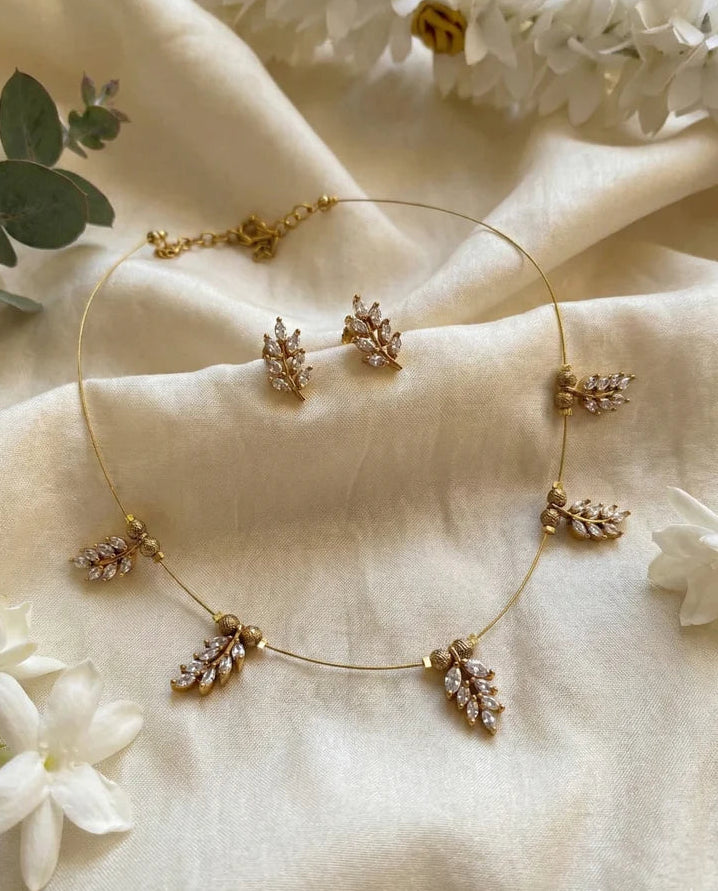 Invisible Diamond Leaf Necklace