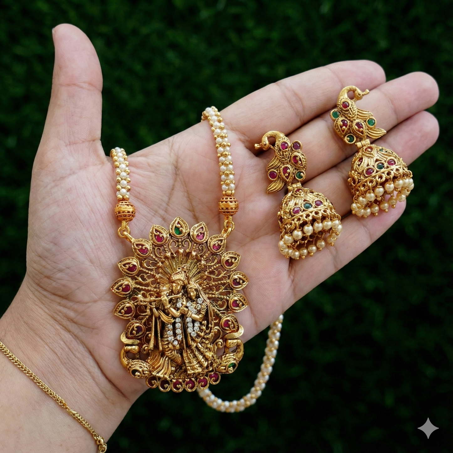 Gold plated Krishna Haram Necklace