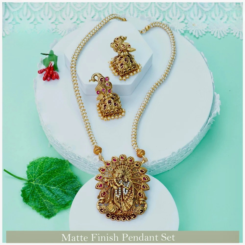 Gold plated Krishna Haram Necklace