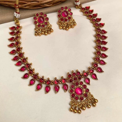 Kaltury™Ruby premium Palakka Necklace set