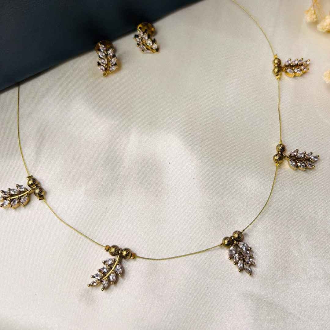 Invisible Diamond Leaf Necklace