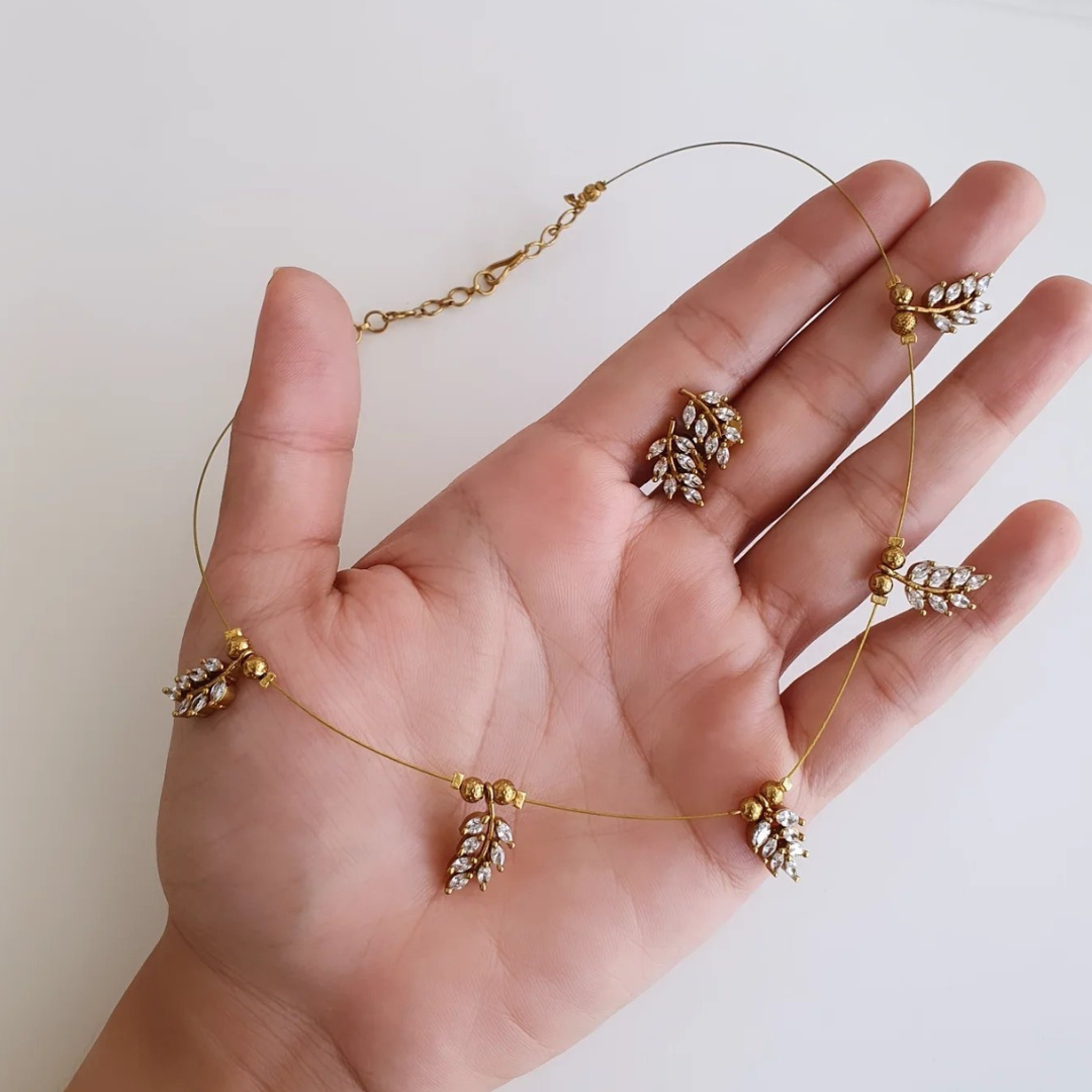 Invisible Diamond Leaf Necklace